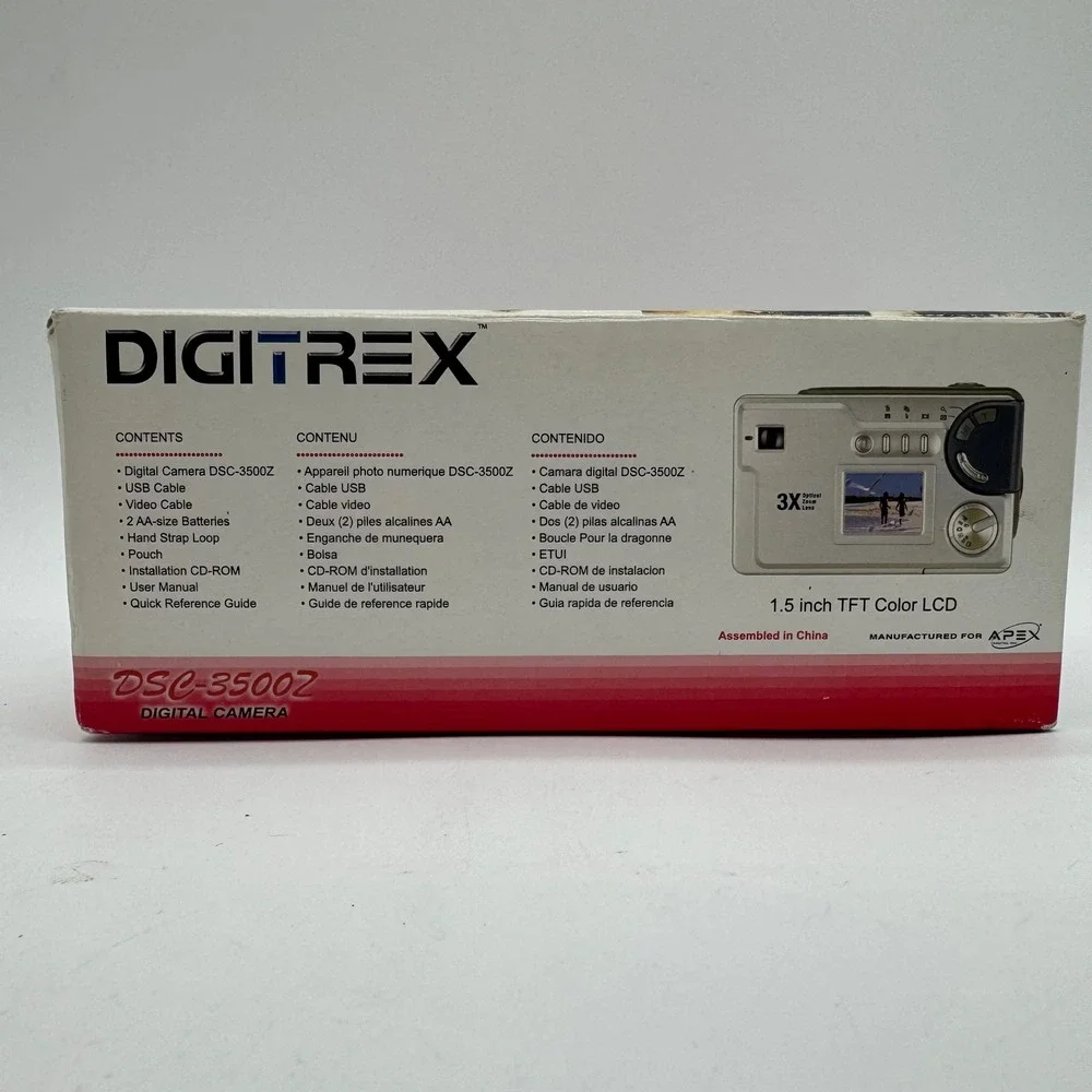 Digitrex DSC-3500Z 3.0MP Digital Camera 3x Optical Zoom Y2K Box Accessories